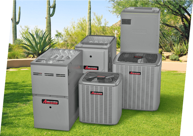 Three air conditioning units set in a lush grassy area, highlighting the expertise of Paragon Service Pros.